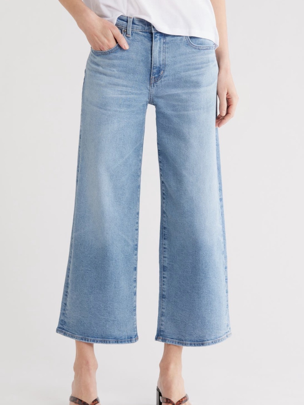 NWT AG Adriano Goldschmied Cherise Light Wash Wide Leg Cropped Jeans